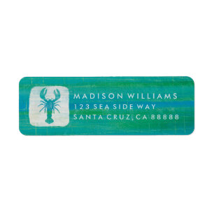 Etiqueta Langosta costera de la aguamarina del arte el  