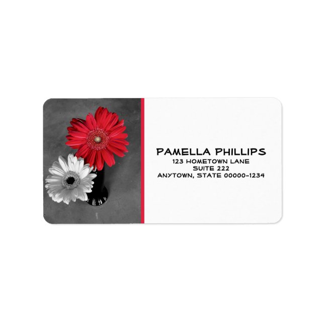 Etiqueta Las flores de Dahlia aún siguen la vida Rojo aplas (Frente)
