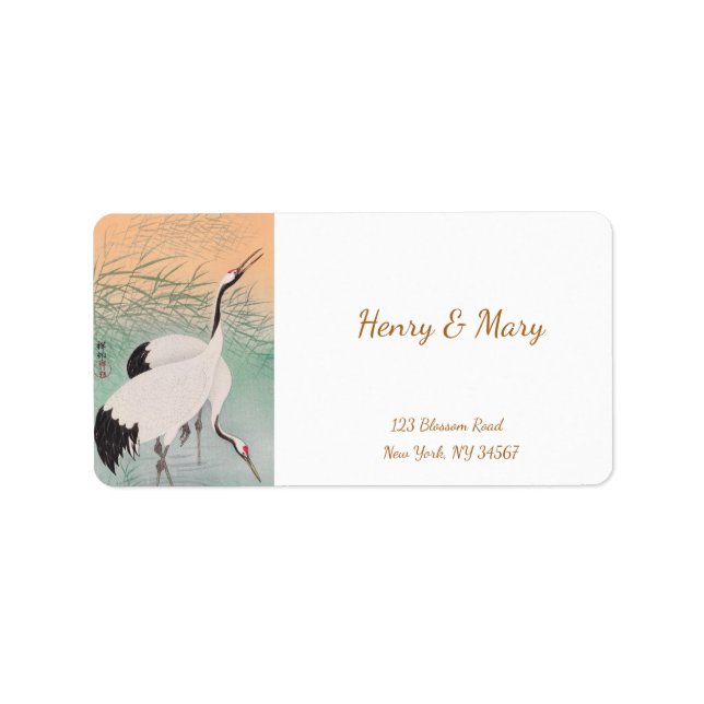 Etiqueta Las grullas de Ohara Koson (Frente)