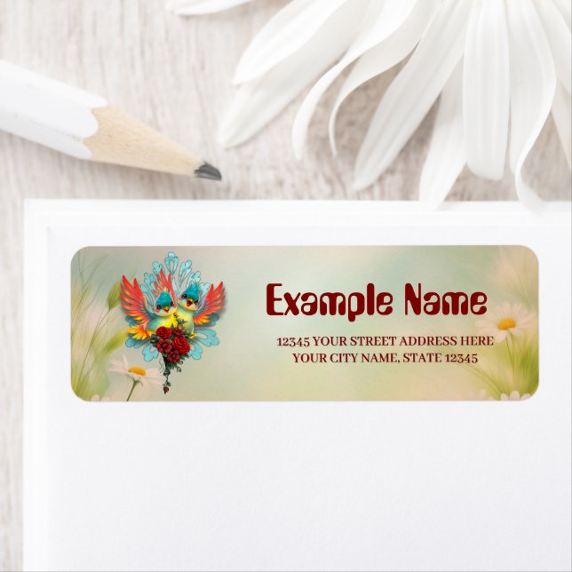 Etiqueta Las lindas aves de buen humor. (In situ)