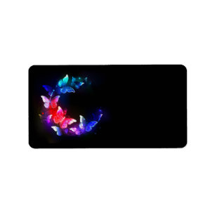 Etiqueta Las mariposas nocturnas brillantes de Neon en el f