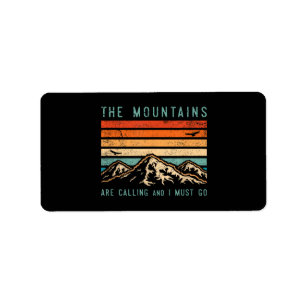 Etiqueta Las montañas están llamando y debo ir Retro Vintag