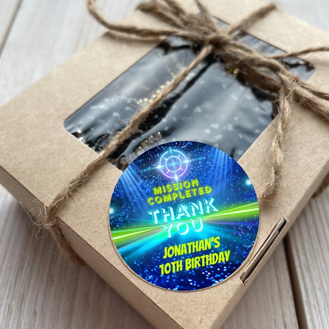 Etiqueta láser Blue Green Neon Glow Boys Gracias (Subido por el creador)