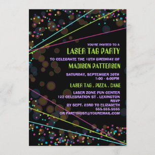 Etiqueta láser Neon Lights Birday Party Invitación