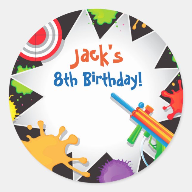 Etiqueta láser Paint Ball Pegatinas de favor de cu (Anverso)