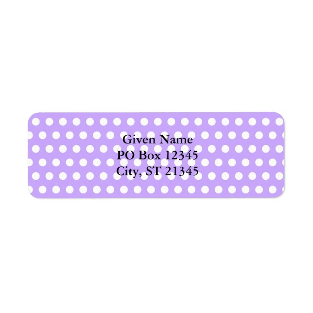 Etiqueta Lavanda con puntos de Polka Blanco (Frente)