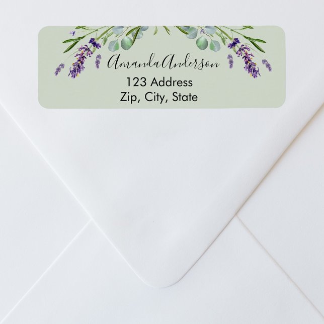 Etiqueta Lavanda eucalipto verde salvia dirección de devolu (Subido por el creador)