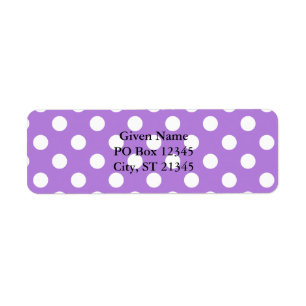 Etiqueta Lavanda y puntos de Polka Blanco
