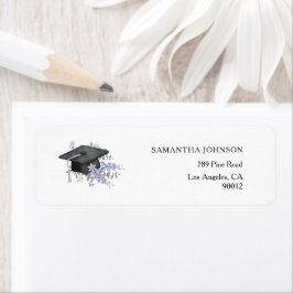 Etiqueta Lavander Purple Floral Graduation address 