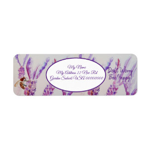 Etiqueta Lavender Bee Flor Art Watercolor Bee Happy Rentet
