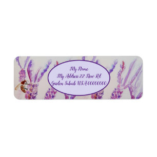 Etiqueta Lavender Bee Flor Art Watercolor Bee Happy Rentet