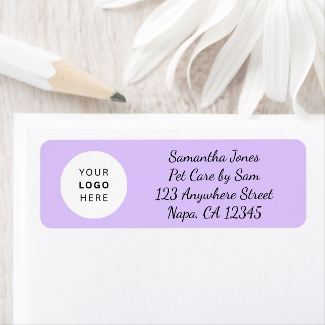 Etiqueta Lavender Black Script Business Logo Customizable  (In situ)