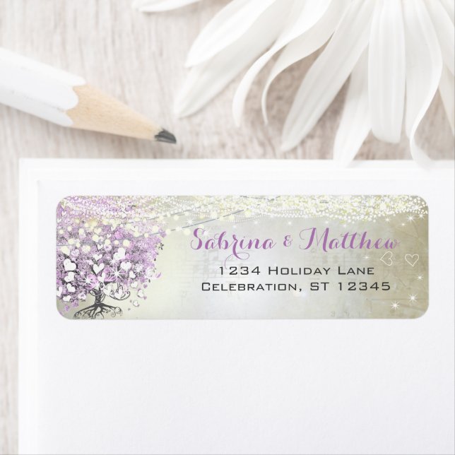 Etiqueta Lavender Fairytale Lights and Stars Boda (In situ)
