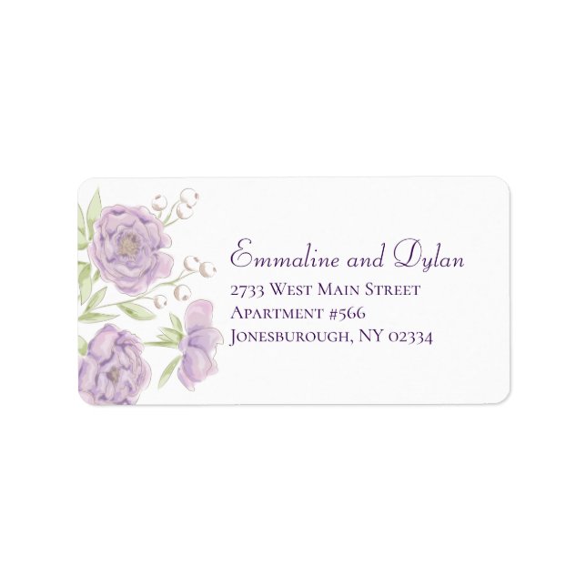 Etiqueta Lavender Purple Rose Wedding Address Labels (Frente)