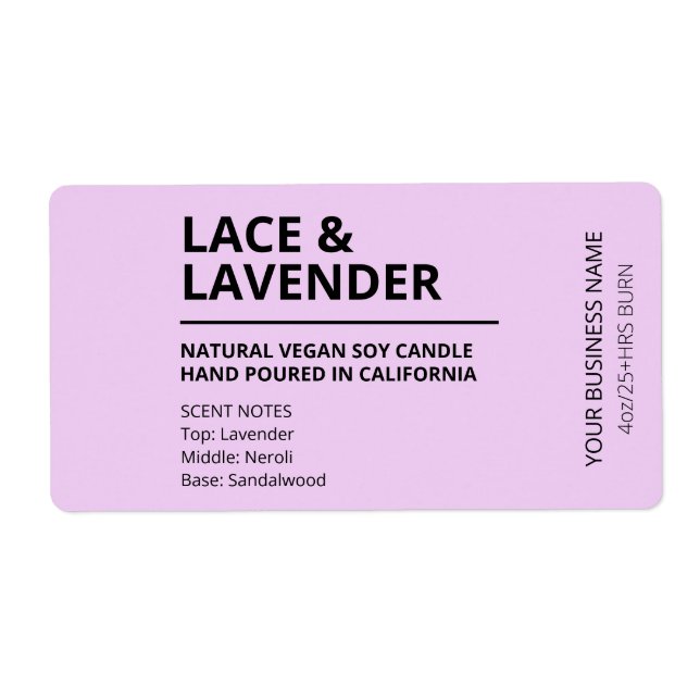 Etiqueta Lavender Scent Purple Candle Labs (Frente)