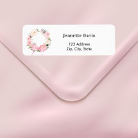 Lazo de corona floral rosa dirección de devolución