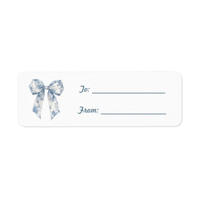 Etiqueta Lazo de Navidad Blanco Azul  (Frente)