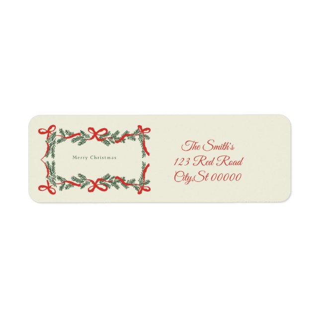 Etiqueta Lazos de Feliz Navidad (Frente)