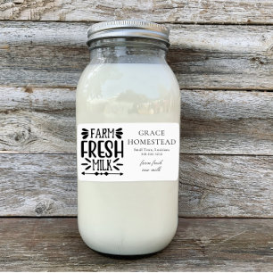 Etiqueta Leche Fresca de Granja - Envase de Cartón de Homes