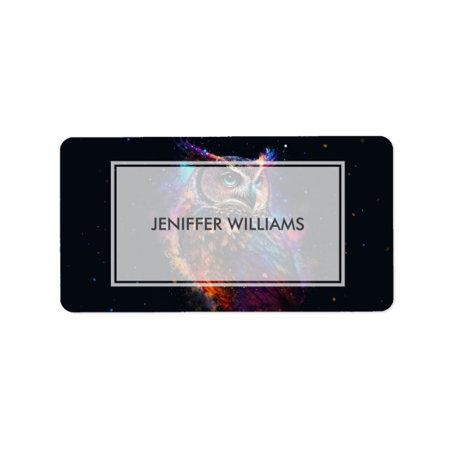 Etiqueta Lechuza espacial colorida (Frente)