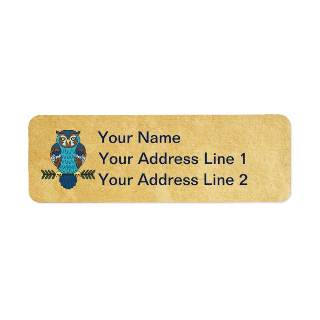 Etiqueta Lechuza Nórdica de Arte Popular (Frente)