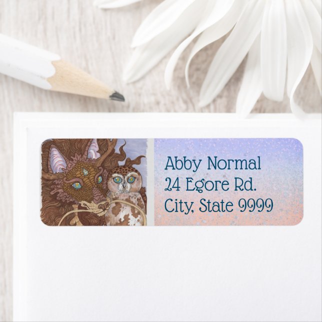 Etiqueta Lechuza y dragón oculares brillantes (In situ)