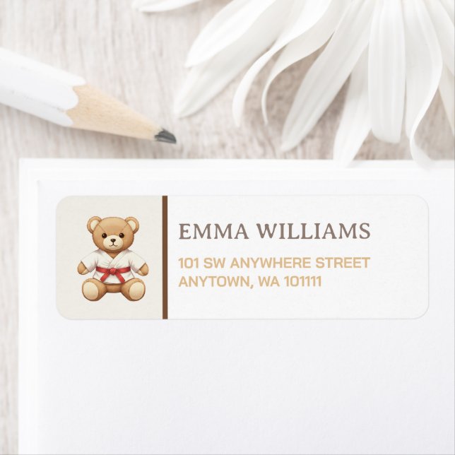 Etiqueta Legendary Red Belt Judo Bear – Baby Shower (In situ)