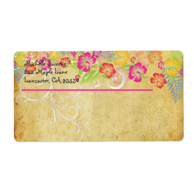 Etiqueta Leis hawaianos PixDezines de Hibiscus (Frente)