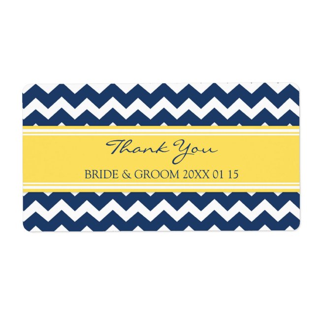 Etiqueta Lemon Blue Chevron Wedding Labels (Frente)