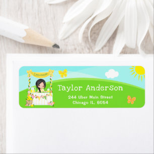 Etiqueta Lemonade Stand Birday Black Hair Chica