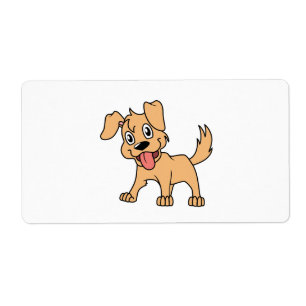 Etiqueta Lengua de perro linda feliz de perrito de Brown