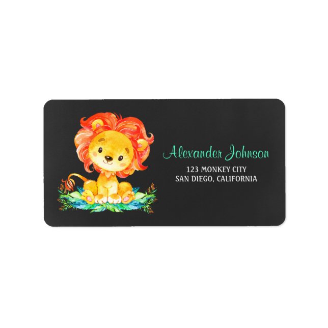 Etiqueta León acuático de Chalkboard (Frente)