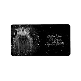 Etiqueta León con luz estelar y monograma de la corona