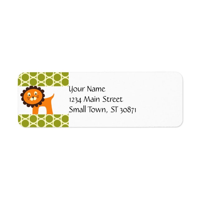 Etiqueta León lindo en regalos de patrón verde para niños (Frente)