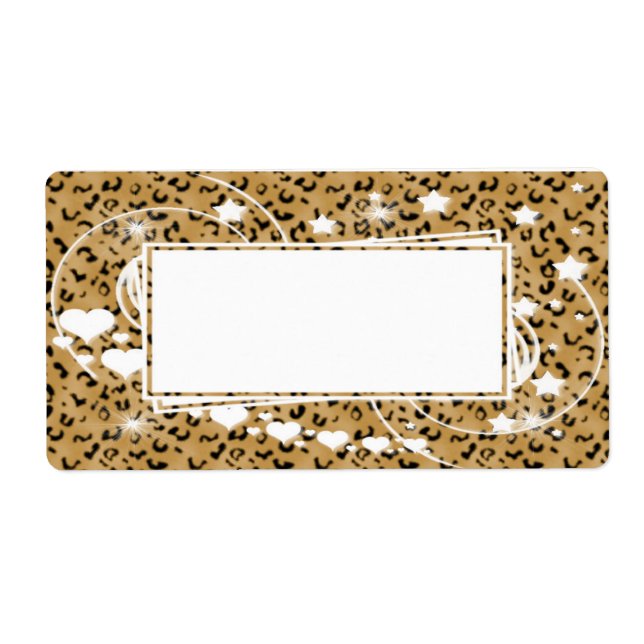 Etiqueta Leopard Shooting Hearts and Stars (Frente)