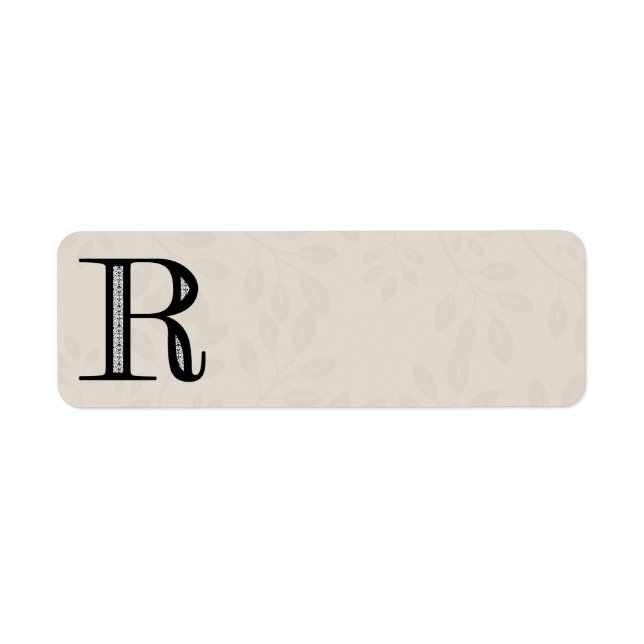 Etiqueta Letra Damask R - Negro (Frente)