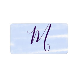 Etiqueta Letra de monograma de nombre en acuarela pastel pú