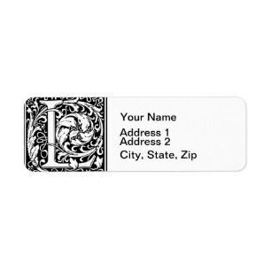 Etiqueta Letra L Monograma medieval Art Nouveau