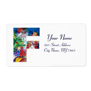 ETIQUETA LETRA/SANTA DEL NAVIDAD F CON EL ÁRBOL DE NAVIDAD