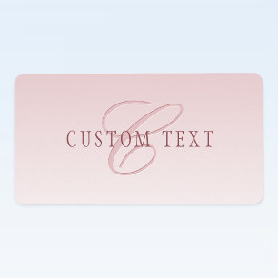 Etiqueta Letras Elegantes y Monograma Rosa Ombre