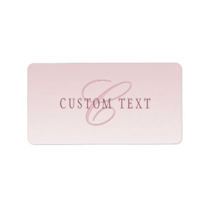 Etiqueta Letras y monograma elegantes   Rosa Ombre