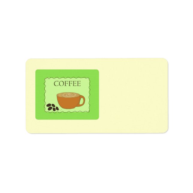 Etiqueta Letrero de Café Verde con Granos (Frente)