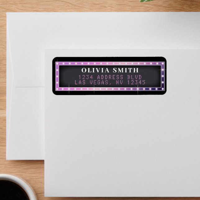 Etiqueta Letrero de Marquee Rosa y Negro (Marquee Sign Pink & Black Label
)