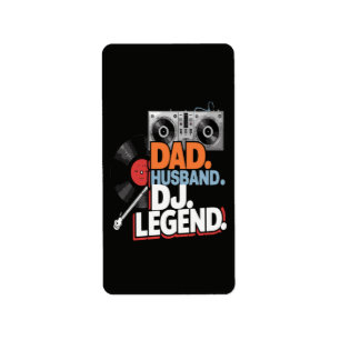 Etiqueta Leyenda de DJ, padre y esposo