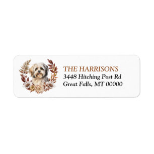 Etiqueta Lhasa Apso Dog Otumn Wreath