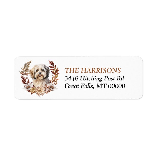 Etiqueta Lhasa Apso Dog Otumn Wreath (Frente)