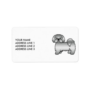 Etiqueta Lhasa Apso plateado perro de dibujos animados lind