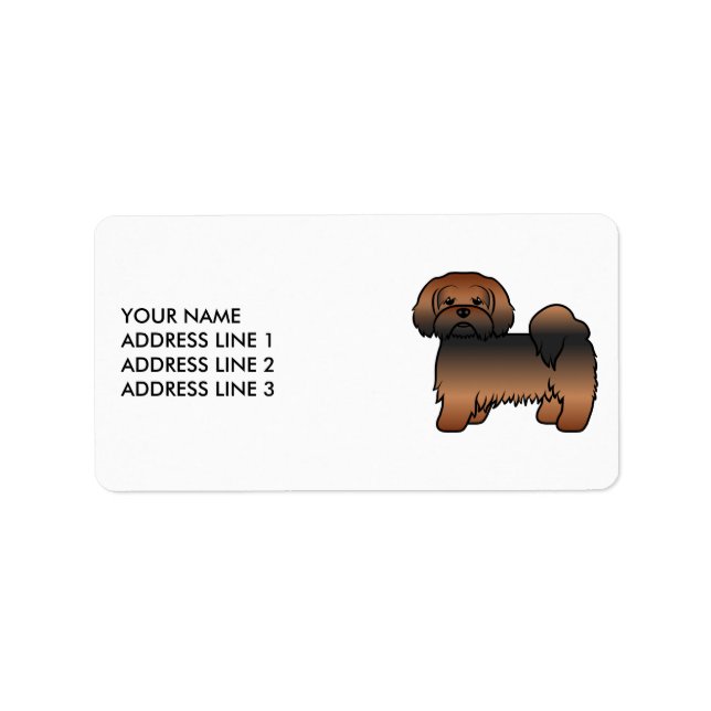 Etiqueta Lhasa Apso Sable Rojo Perro Lindo & Texto Personal (Frente)