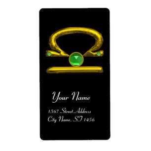 Etiqueta LIBRA ZODIAC CUMPLEAÑOS Oro Verde Esmeralda