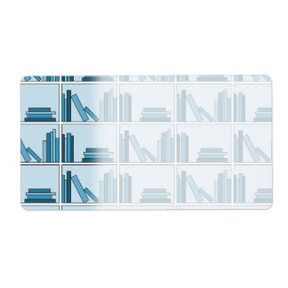Etiqueta Libros Azules en una repisa.